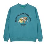 [Tripshop] PIZZA EMBROIDERY SWEAT SHIRT-Unisex Street Loose-Fit Sweatshirt with Lettering Graphics-Made in Korea